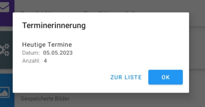 Beispielansicht "Erinnerung in MLP-Mobil"