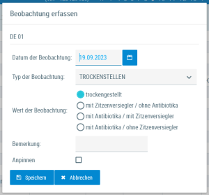 Beispielansicht "Beobachtung erfassen"