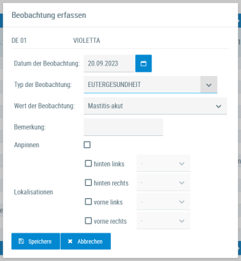 Beispielansicht "Beobachtung erfassen"