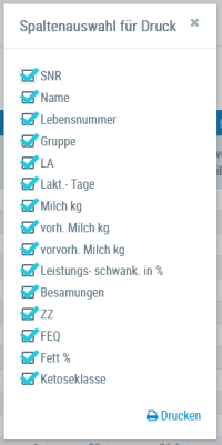 Beispielansicht "Spaltenauswahl für Druck"