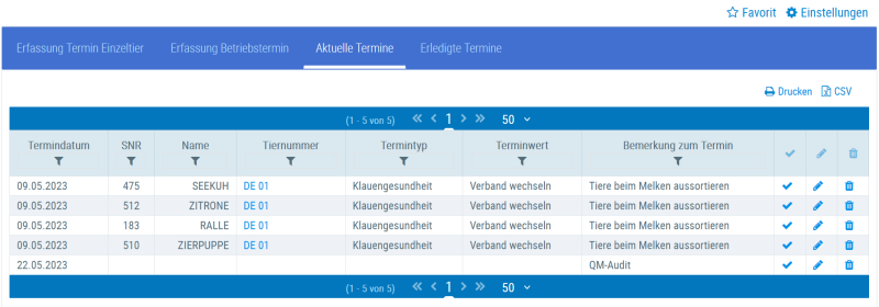Beispielansicht "Aktuelle Termine"