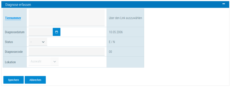 Beispielansicht "Diagnose erfassen"