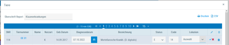 Beispielansicht "Diagnose bearbeiten"
